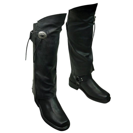 Vance Leather VL830 Black Biker Motorcycle Half Leather Chaps