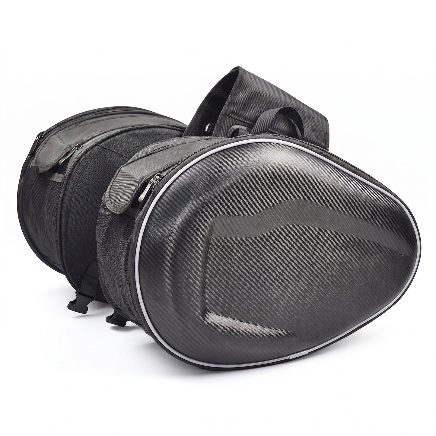Leather Motorcycle Bag - Black 36-58L Motorcycle Saddlebags Waterproof