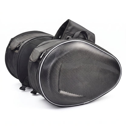 Leather Motorcycle Bag - Black 36-58L Motorcycle Saddlebags Waterproof