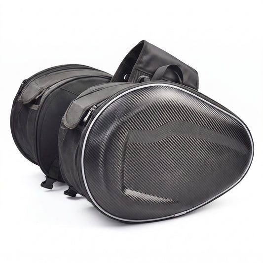 Leather Motorcycle Bag - Black 36-58L Motorcycle Saddlebags Waterproof
