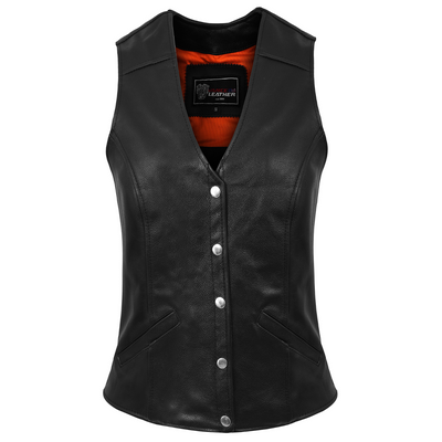 Vance Ladies Five Snap Leather Vest