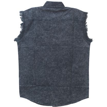 Mens Cutoffs Charcoal Acid Wash Shirt