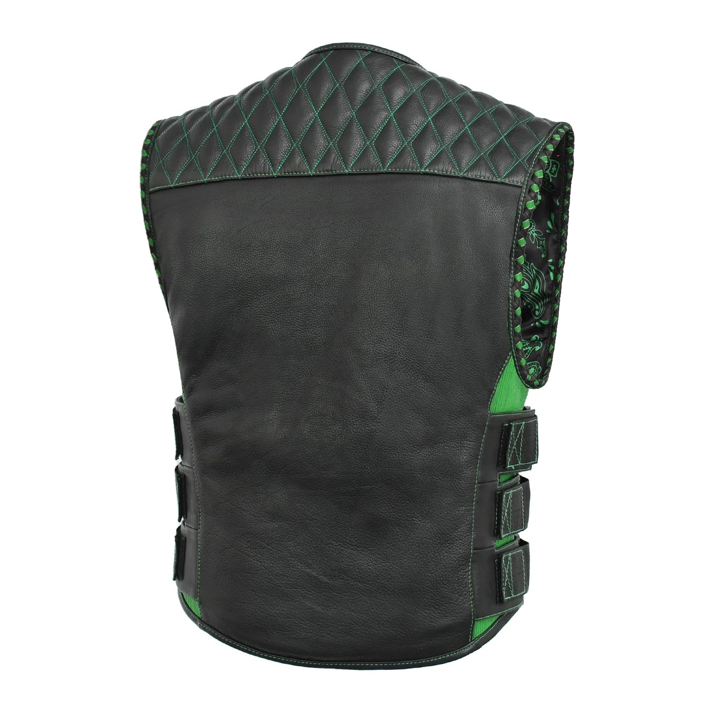 Tactical Emerald Men’s Motorcycle Leather Vest Men's Leather Vest Vests
