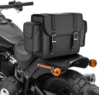 Vance Medium Black Braided Motorcycle Sissy Bar Bag for Harley Davidson Motorcycles