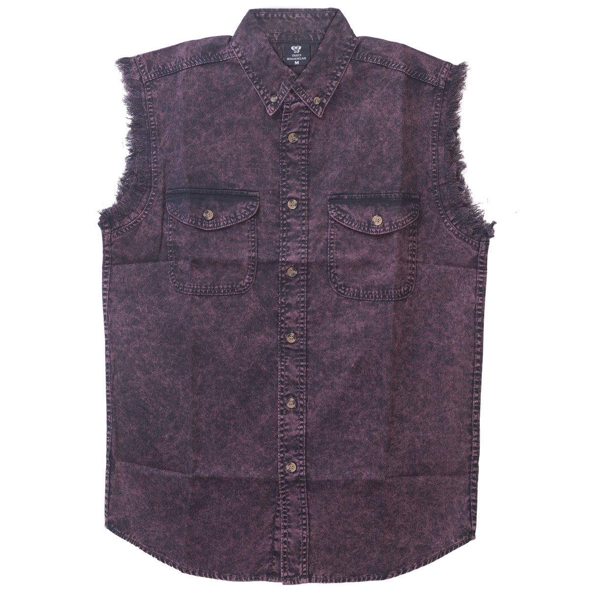 Mens Cutoffs Burgundy Acid Wash Shirt