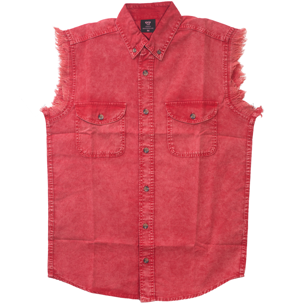 Mens Cutoffs Red Acid Wash Shirt
