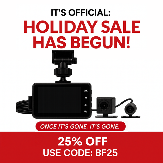 Motorcycle Black Dual Lens Dash Cam Video Recorder 3 Inch HD 1080P + Free sd card