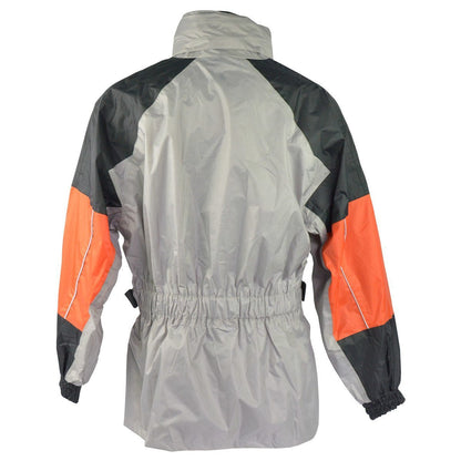 Vance Men's Two Piece Orange and Silver Reflective Piping Rainsuits Motorcycle Rain Gear