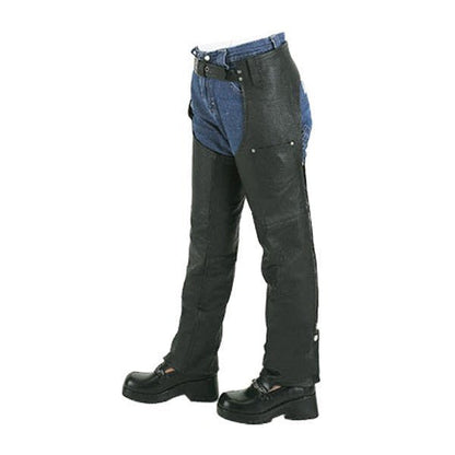 Vance Kids Children's Biker Motorcycle Style Black Leather Chaps
