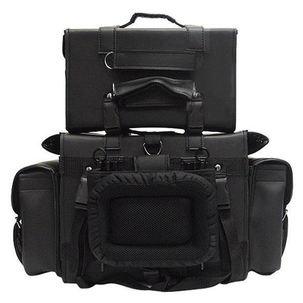 Vance Black 4 Piece Motorcycle Travel Luggage Sissy Bar Bag