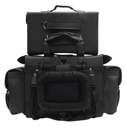 Vance Black 4 Piece Motorcycle Travel Luggage Sissy Bar Bag