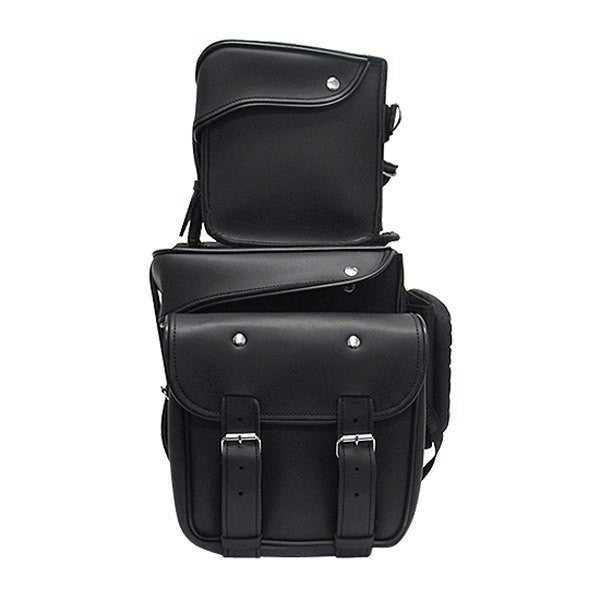 Vance Black 4 Piece Motorcycle Travel Luggage Sissy Bar Bag