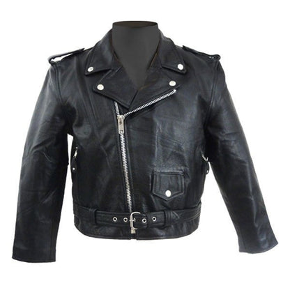 Vance Kids Black Motorcycle Leather Jacket