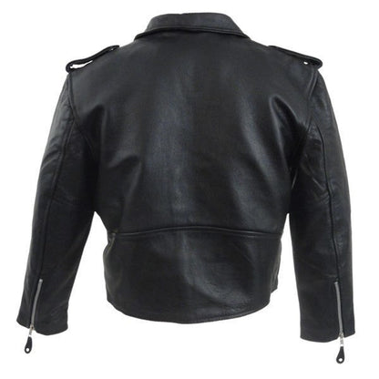 Vance Kids Black Motorcycle Leather Jacket