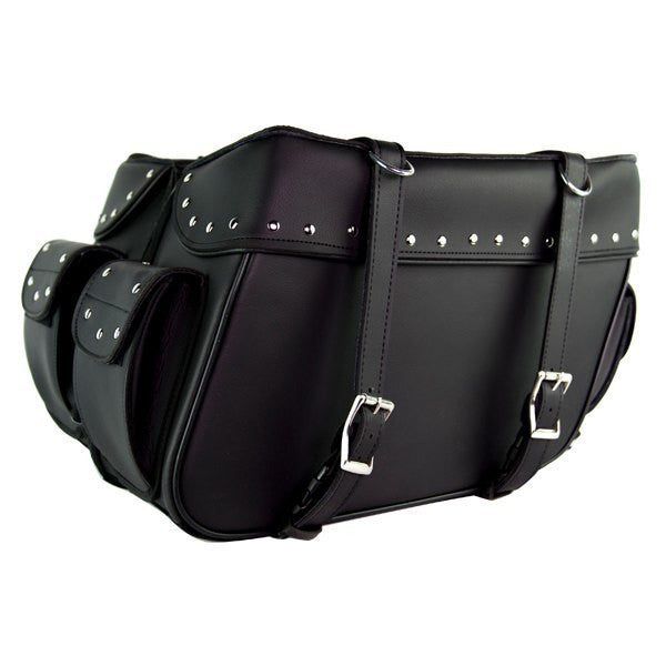 Vance Black Motorcycle Saddlebags for Honda Yamaha Kawasaki Indian and Harley Davidson Motorcycles