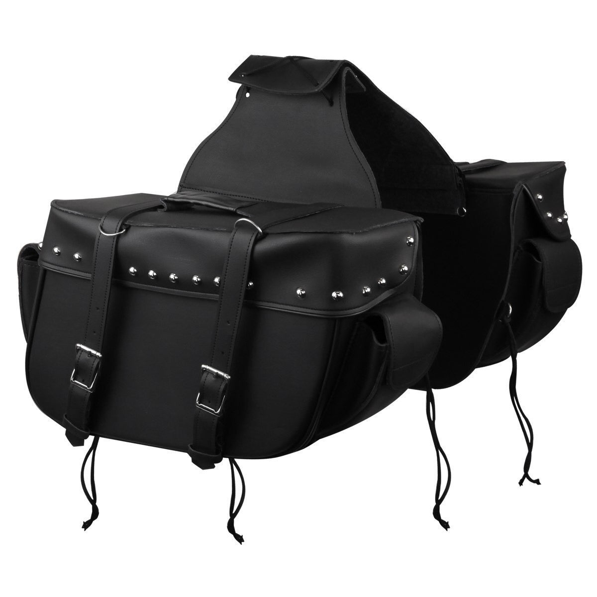 Vance Black Motorcycle Saddlebags for Honda Yamaha Kawasaki Indian and Harley Davidson Motorcycles