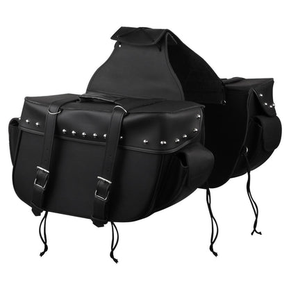 Vance Black Motorcycle Saddlebags for Honda Yamaha Kawasaki Indian and Harley Davidson Motorcycles