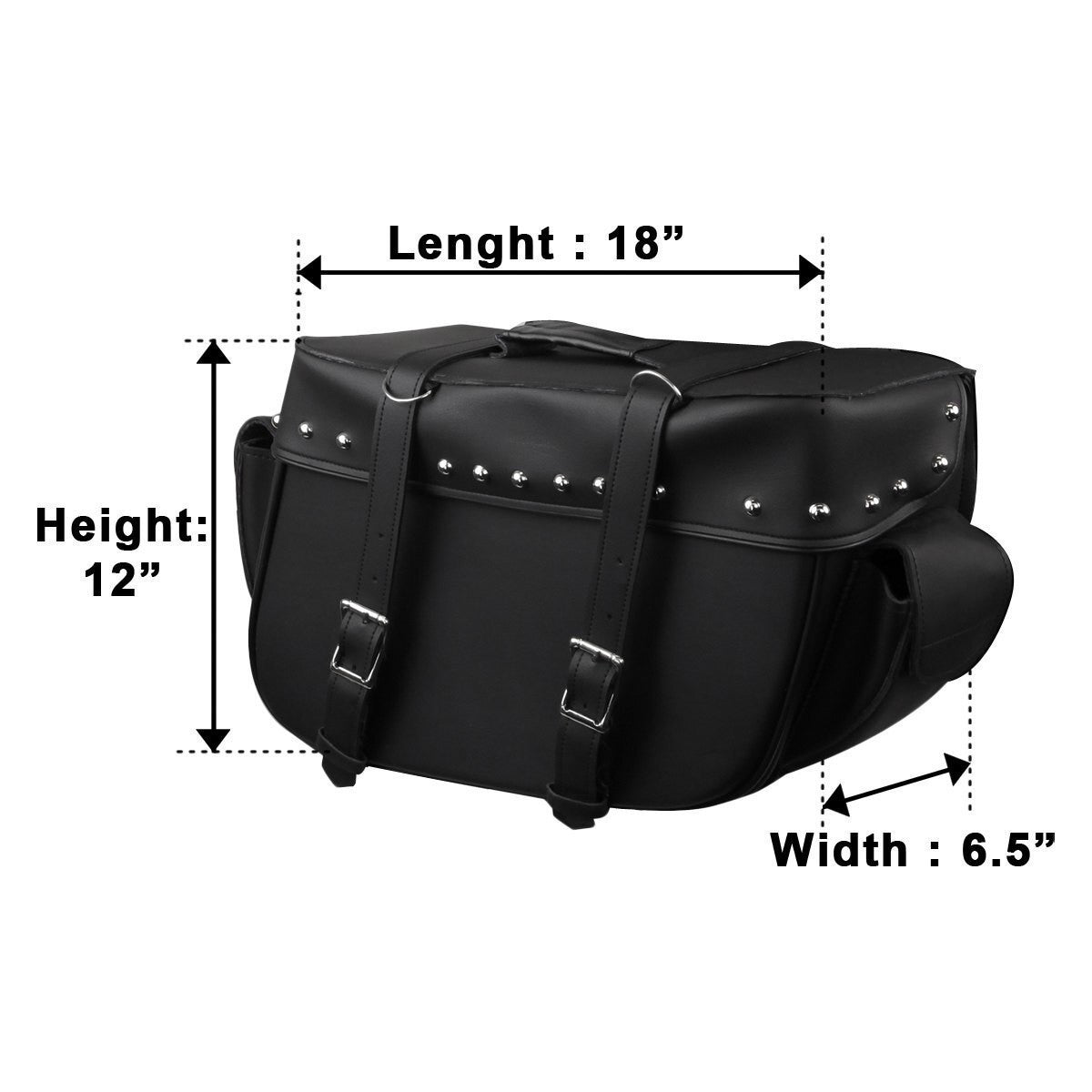 Vance Black Motorcycle Saddlebags for Honda Yamaha Kawasaki Indian and Harley Davidson Motorcycles