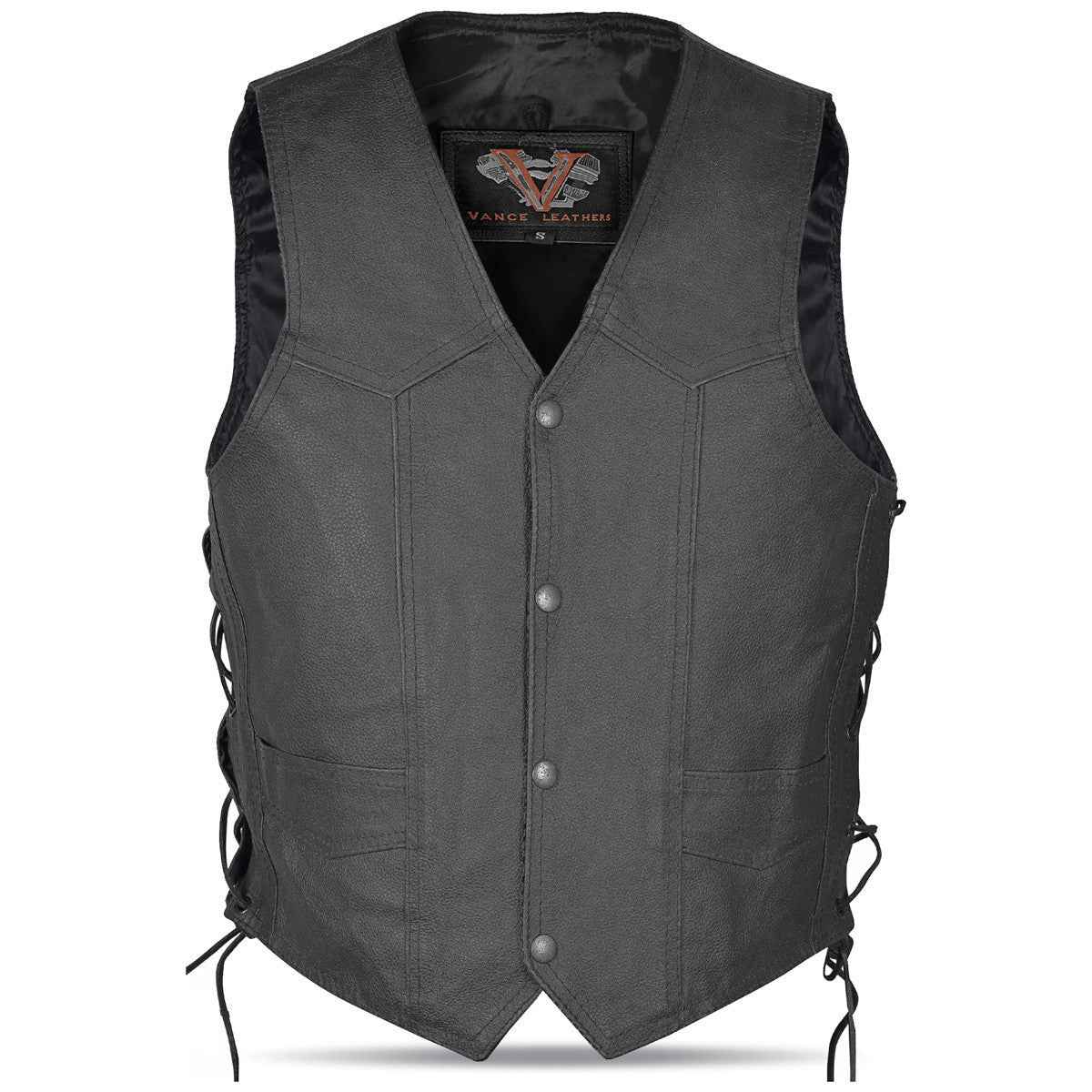 Vance Kids Boys Girls Childrens Lace Side Biker Motorcycle Style Leather Vest