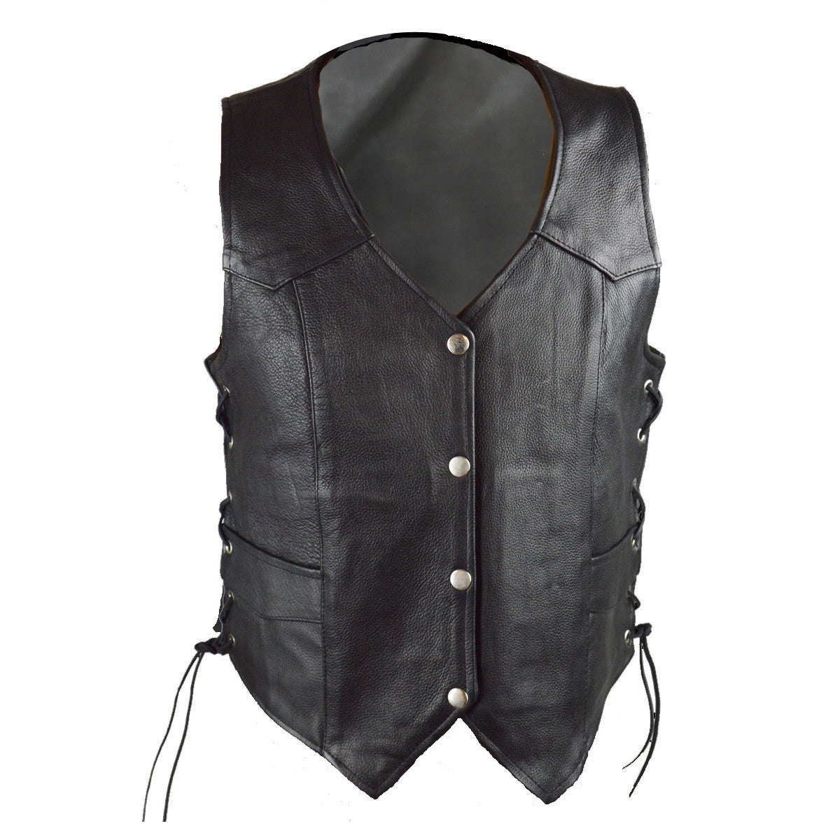 Vance Leathers Womens Black Lady Biker Leather Motorcycle Vest