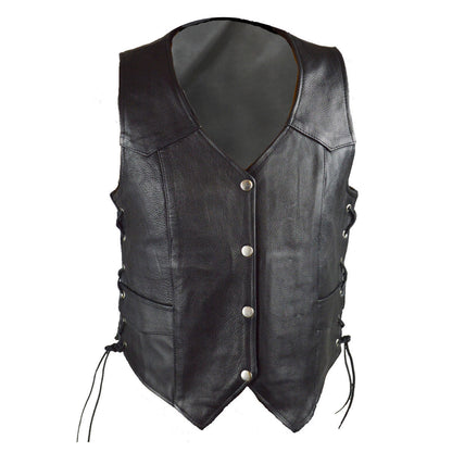 Vance Leathers Womens Black Lady Biker Leather Motorcycle Vest