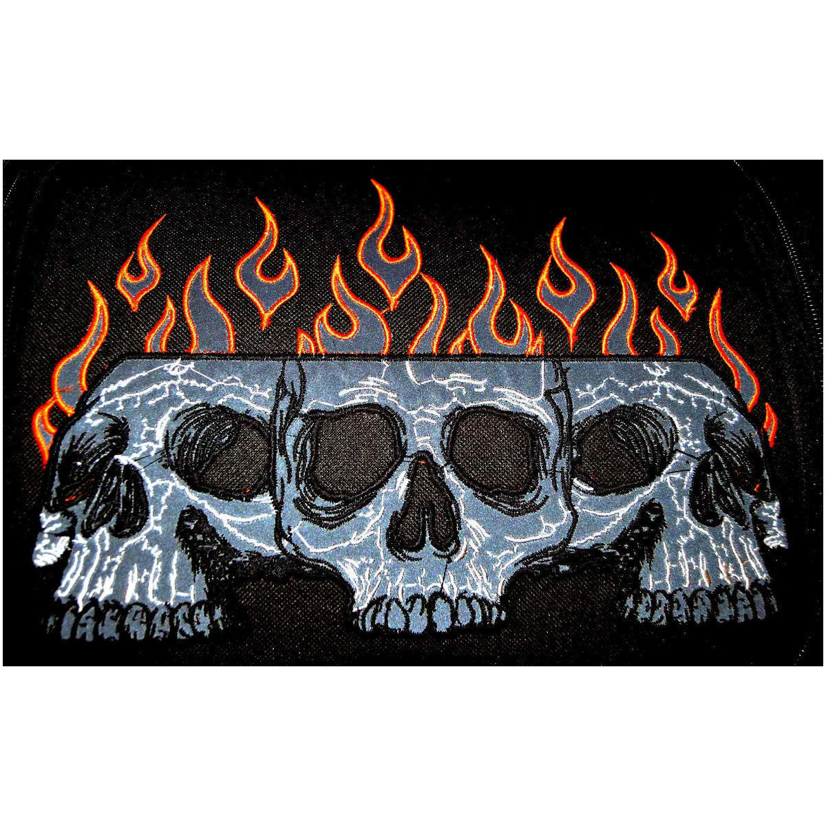Vance Black Embroidered Reflective Skull Design Motorcycle Luggage Travel Sissy Bar Roll Trunk Bag