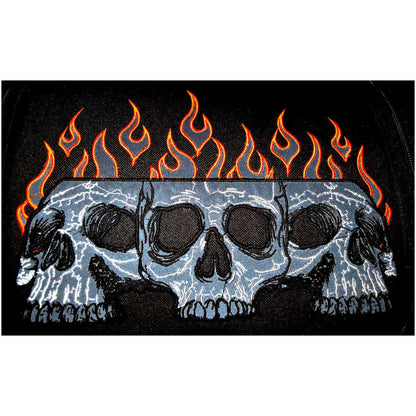 Vance Black Embroidered Reflective Skull Design Motorcycle Luggage Travel Sissy Bar Roll Trunk Bag