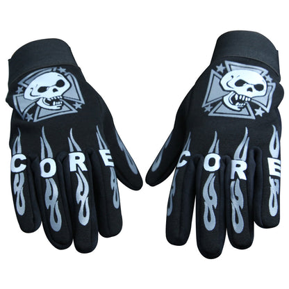 Vance Mens Black Suede Palm and Skull Design Mechanic Gloves