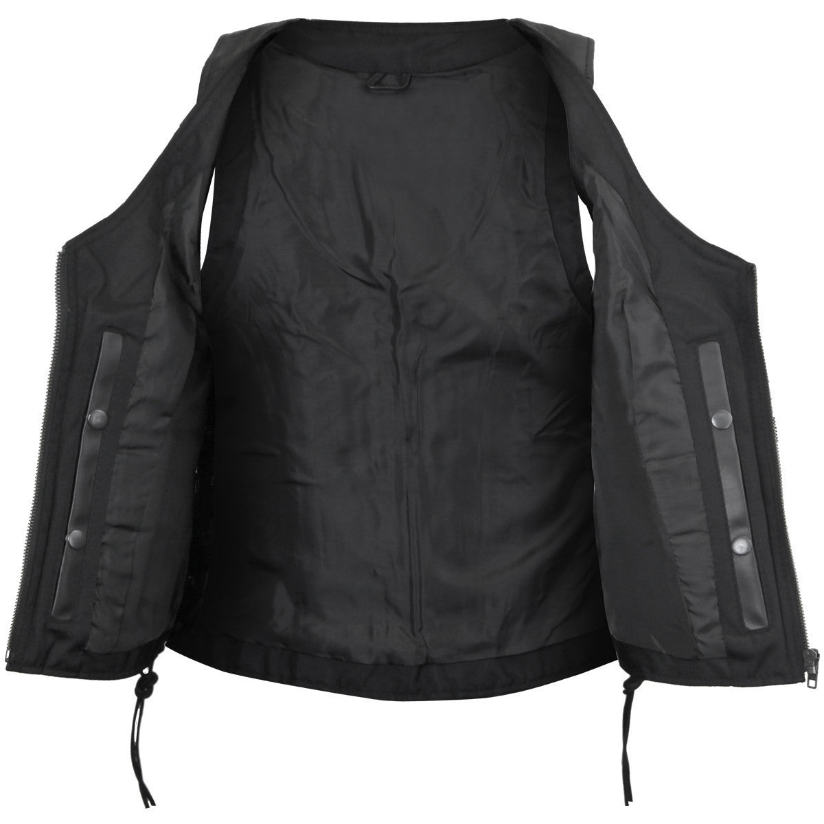 Vance Women's Black Lace Side Zipper Pocket Premium Cowhide Leather Biker Motorcycle Vest