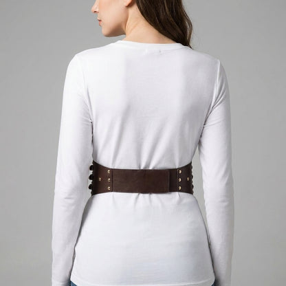 Triple Buckle Studded Corset Belt — backview view