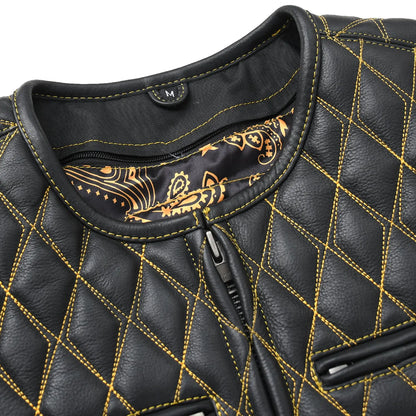 Tactical Emerald Men’s Motorcycle Leather Vest Men's Leather Vest Vests