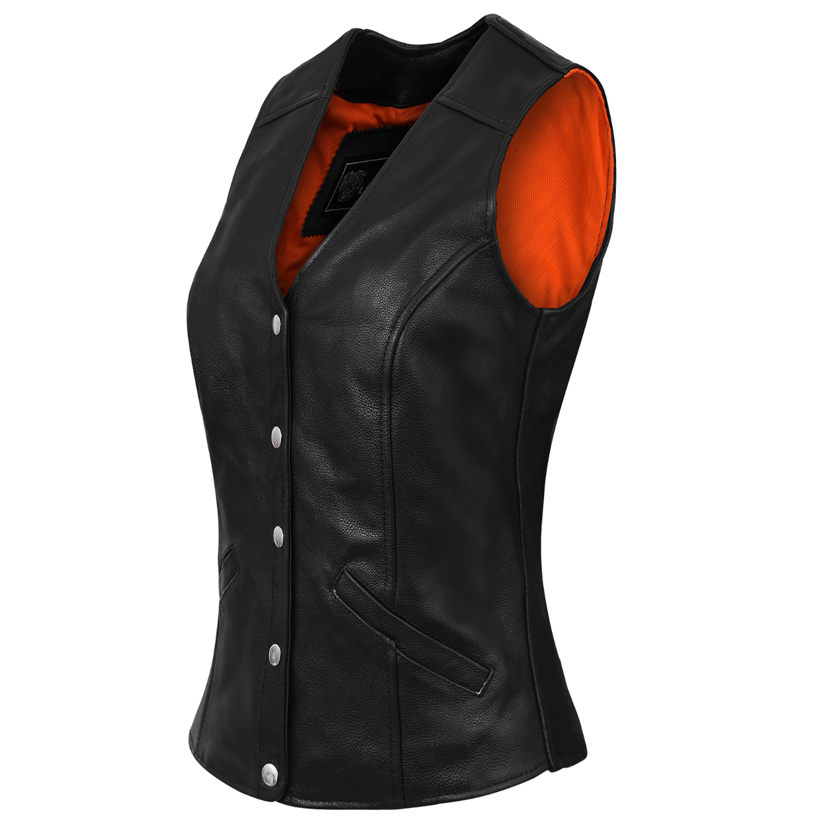 Vance Ladies Five Snap Leather Vest