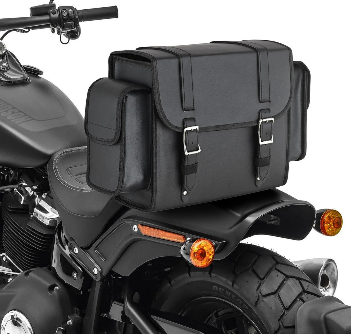 Vance Medium Black Plain Motorcycle Sissy Bar Bag for Harley Davidson Motorcycles