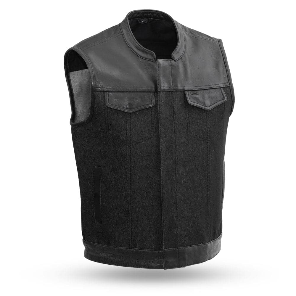 49/51 Men's Denim Motorcycle Vest Men's Denim Vest Vests Black S