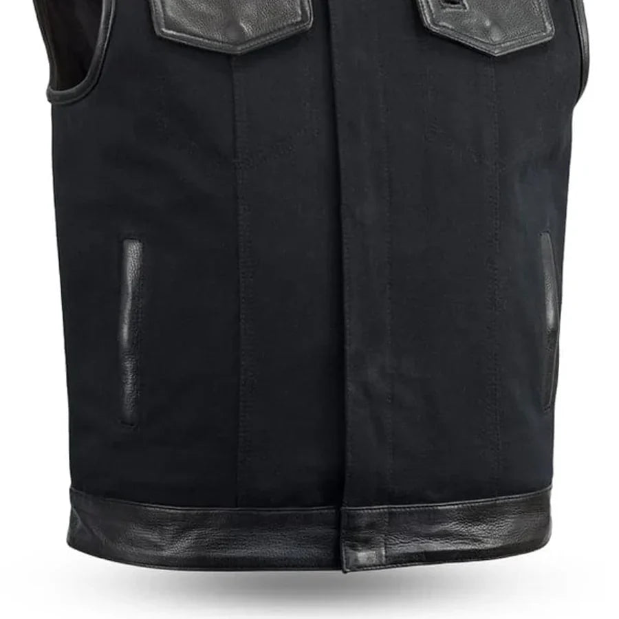49/51 Vest Motorcycle Leather Canvas Vest Men's Canvas Vests Vests