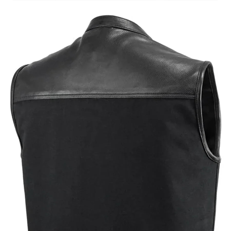 49/51 Vest Motorcycle Leather Canvas Vest Men's Canvas Vests Vests