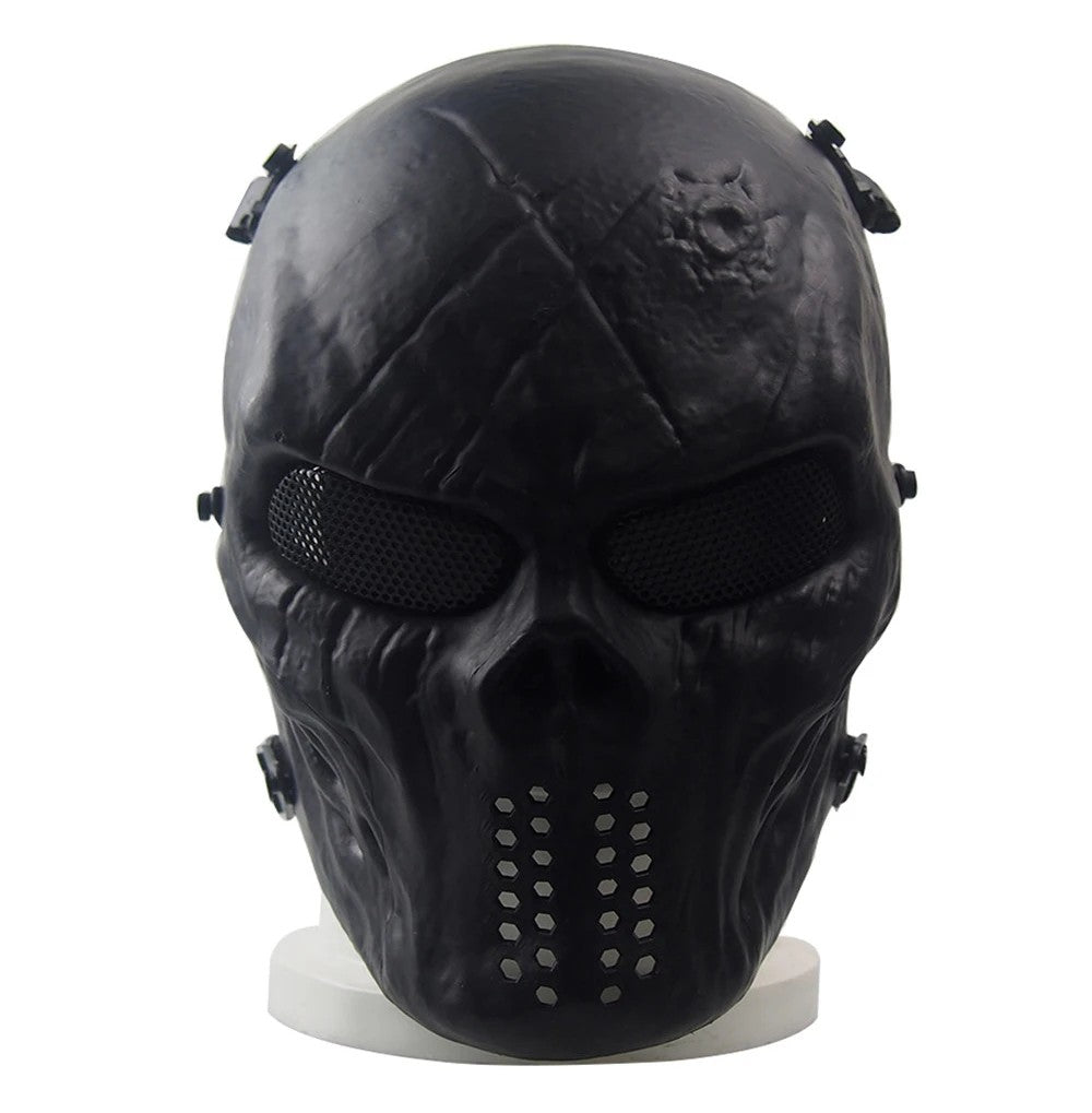 Black Iron Reaper full-face skull mask front view