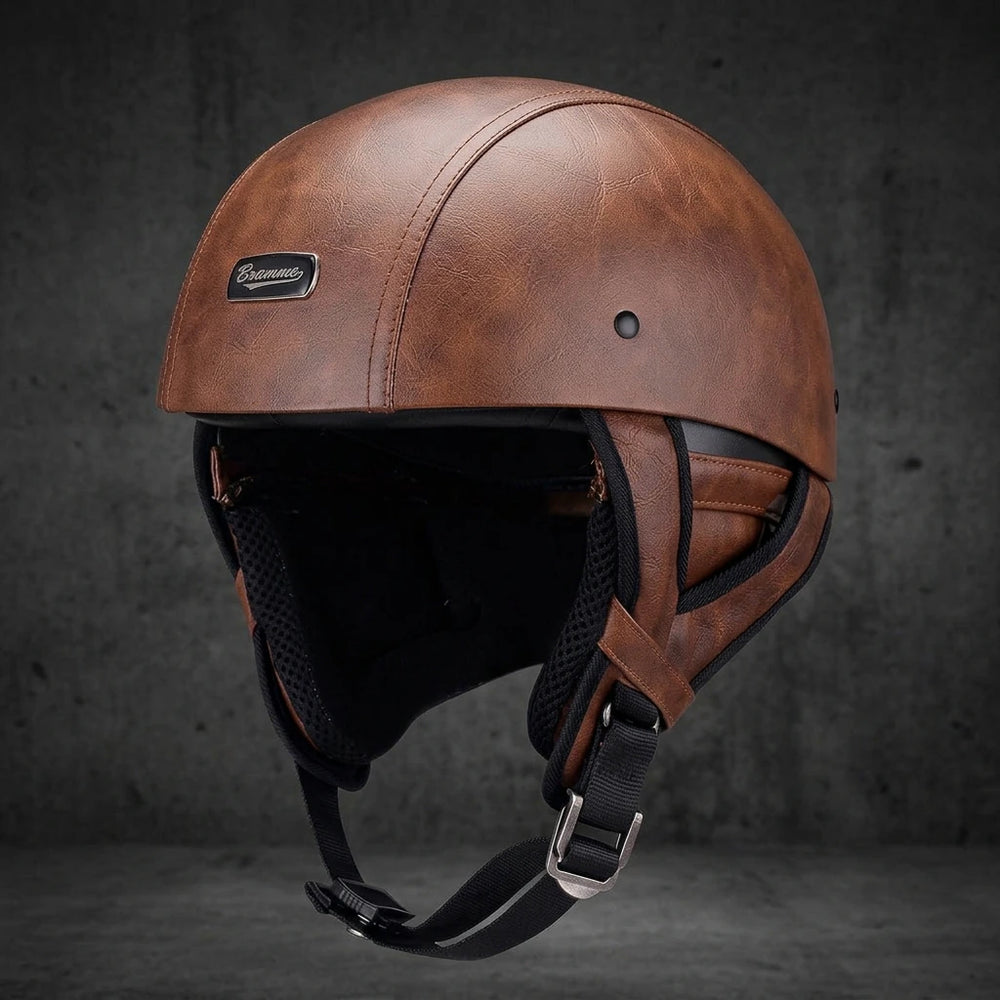 Vintage Leather Motorcycle Helmet – German Style (DOT) – American Legend Rider