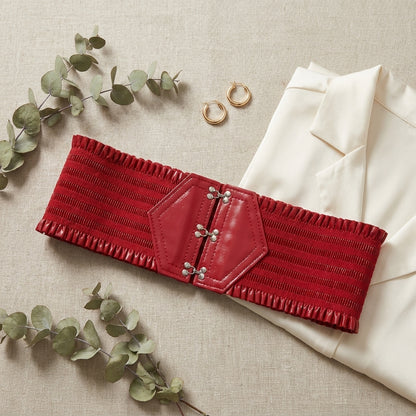 Ruffle Edge Corset Waist Belt — flatlay view