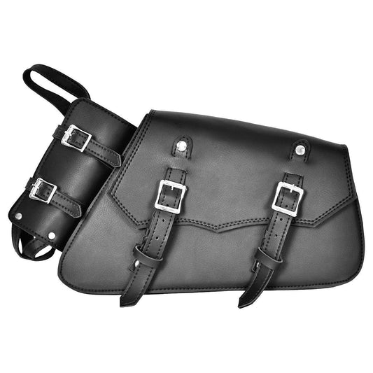 Vance Black Left Side Motorcycle Swing Arm Bag for Harley Honda Yamaha Kawasaki Indian Motorcycles