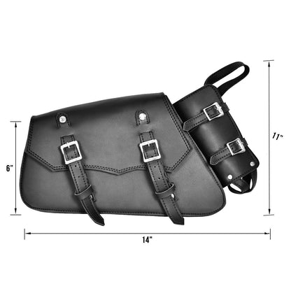 Vance Black Right Side Motorcycle Swing Arm Bag for Harley Honda Yamaha Kawasaki Indian Motorcycles
