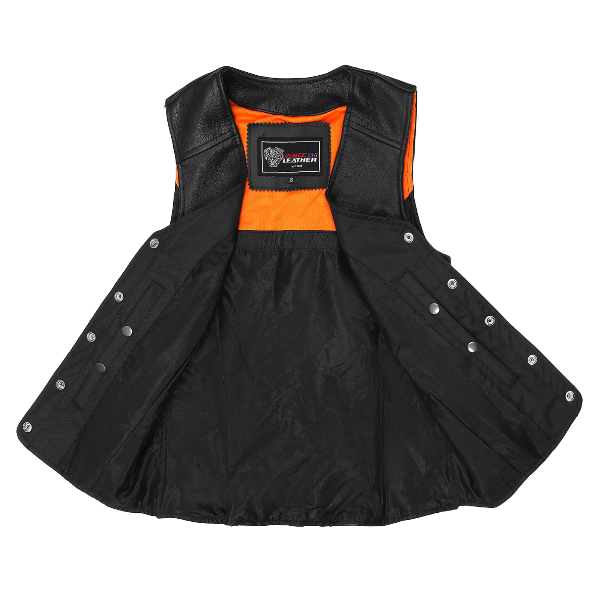 Vance Ladies Five Snap Leather Vest