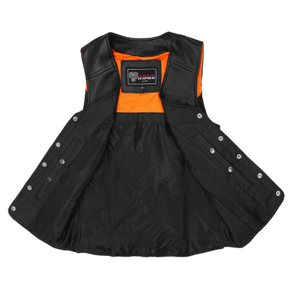Vance Ladies Five Snap Leather Vest