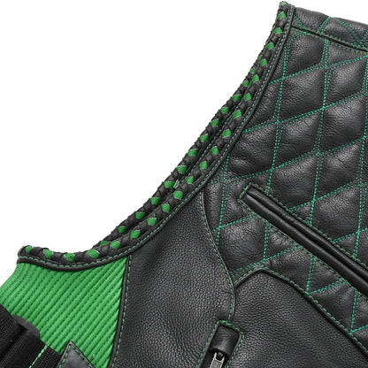 Tactical Emerald Men’s Motorcycle Leather Vest Men's Leather Vest Vests