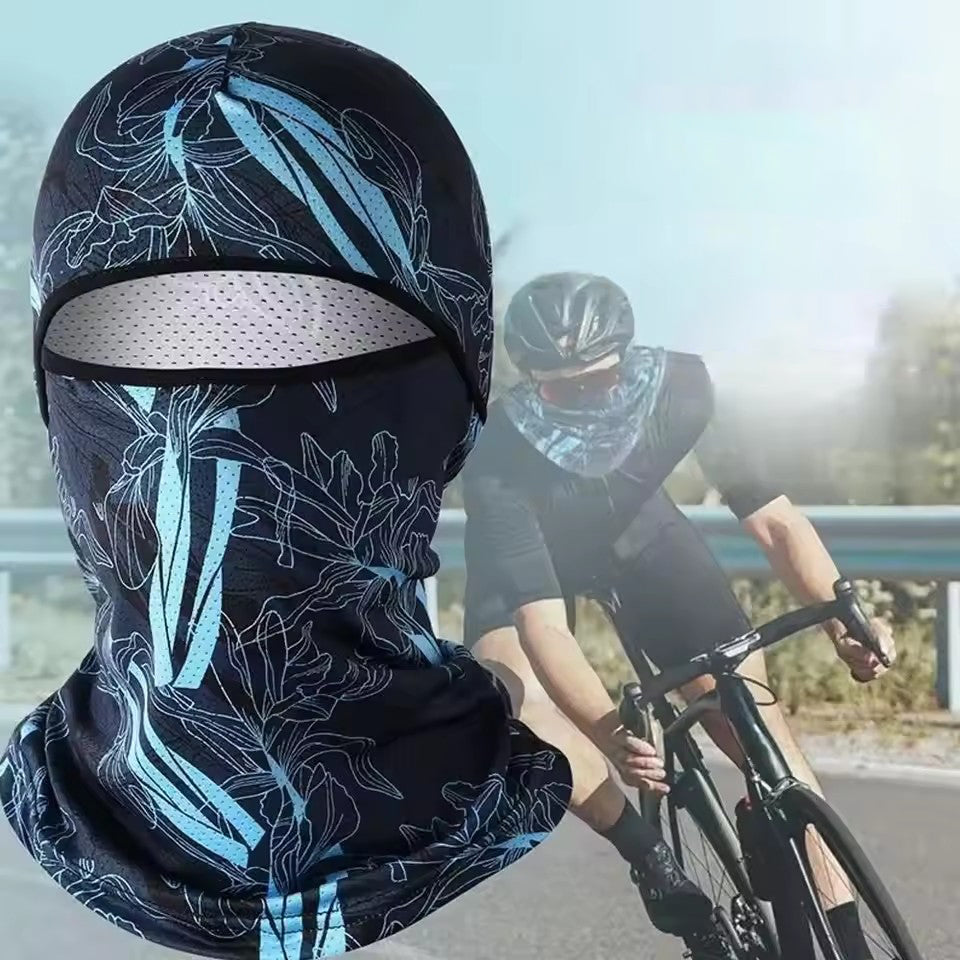 ice silk balaclava with blue pattern
