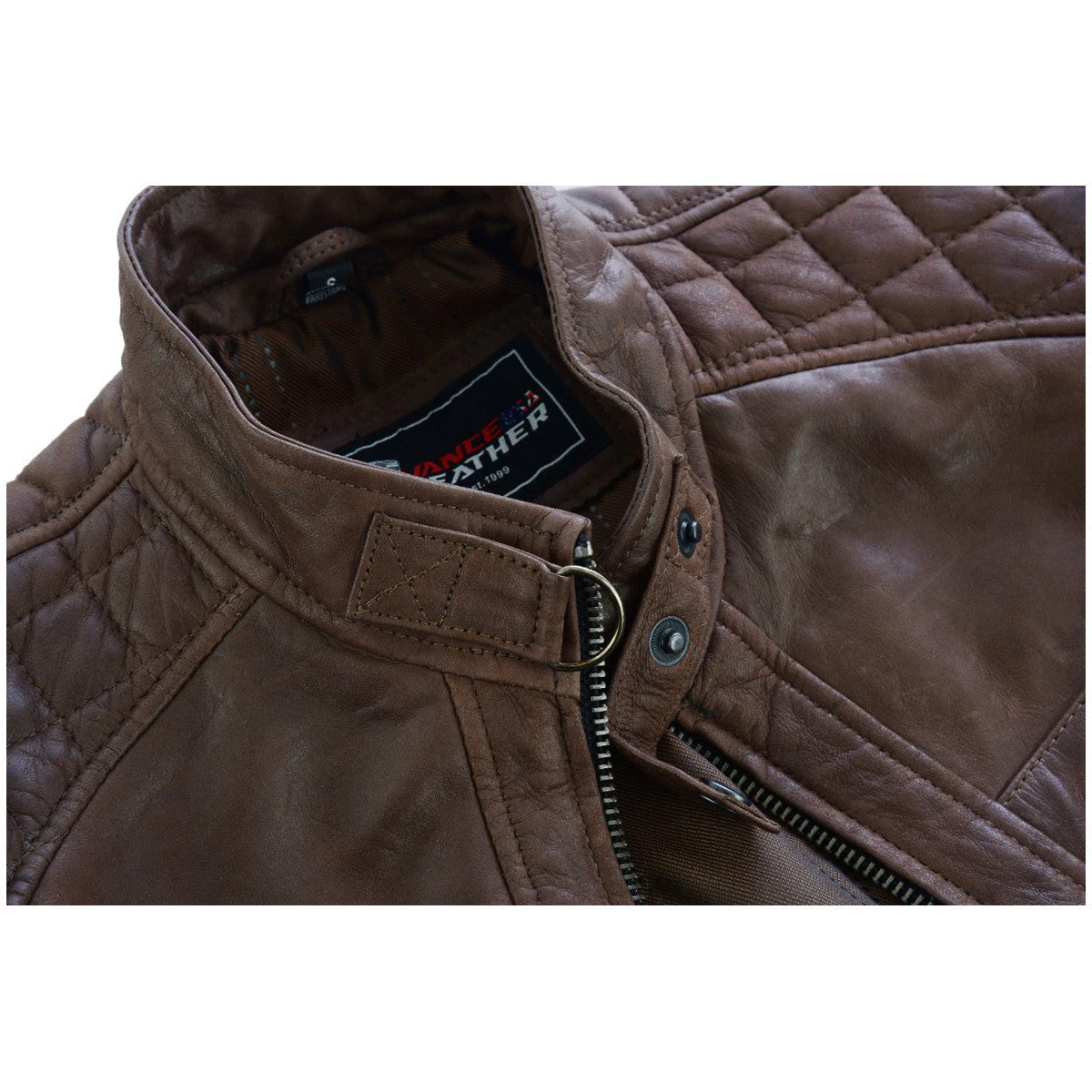 Mens Cafe Racer Waxed Lambskin Chocolate Brown Motorcycle Leather Jacket