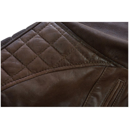Mens Cafe Racer Waxed Lambskin Chocolate Brown Motorcycle Leather Jacket
