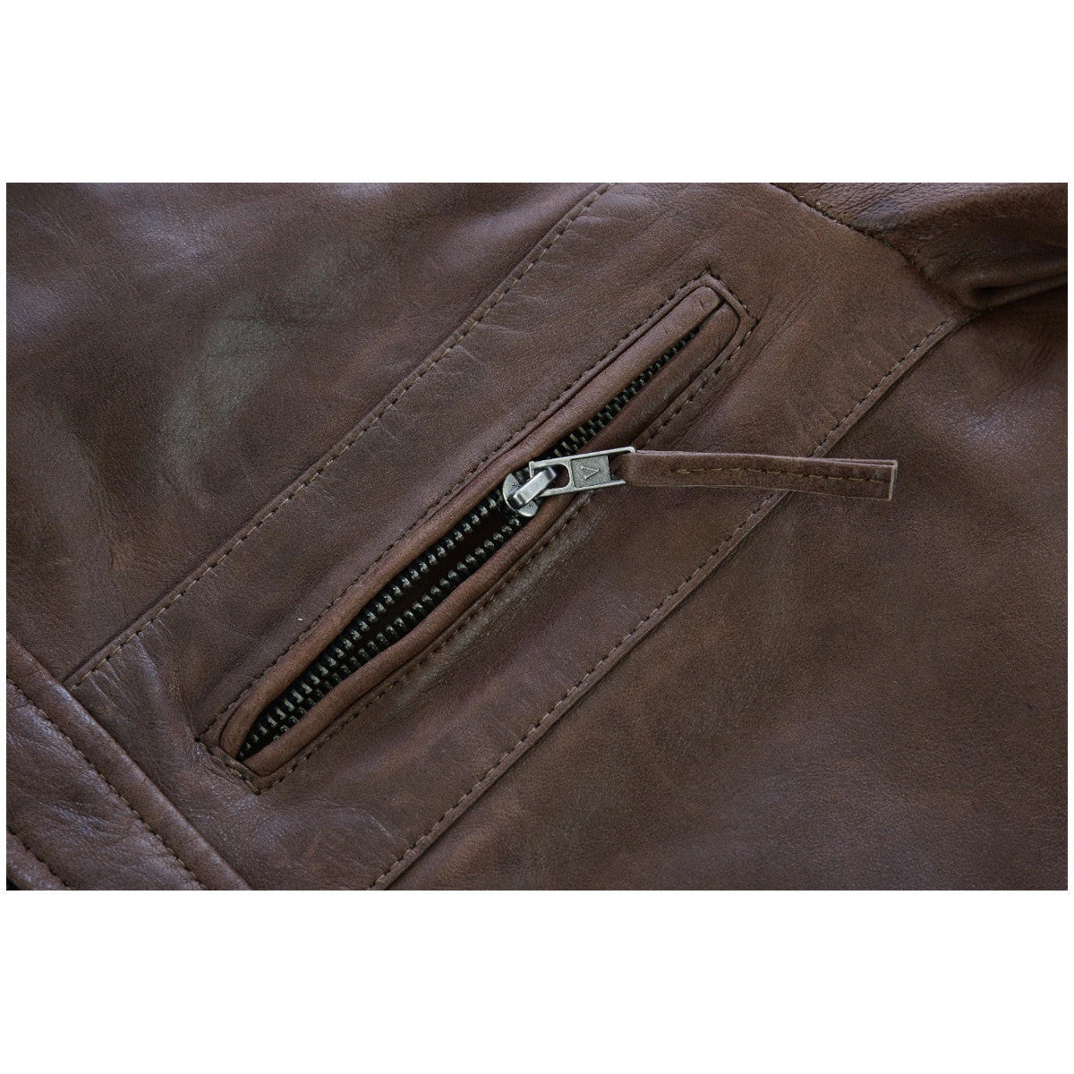Mens Cafe Racer Waxed Lambskin Chocolate Brown Motorcycle Leather Jacket