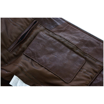Mens Cafe Racer Waxed Lambskin Chocolate Brown Motorcycle Leather Jacket