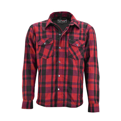 Mens Armored Motorcycle Flannel Shirt, Armor Reinforced with Kevlar by DuPont